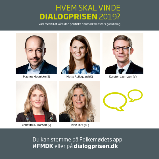 Fem politikere i spil til Folkemødets Dialogpris